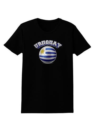 Soccer Ball Flag - Uruguay Womens Dark T-Shirt-TooLoud-Black-X-Small-Davson Sales