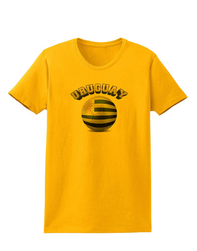 Soccer Ball Flag - Uruguay Womens T-Shirt-Womens T-Shirt-TooLoud-Gold-X-Small-Davson Sales