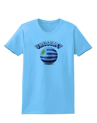 Soccer Ball Flag - Uruguay Womens T-Shirt-Womens T-Shirt-TooLoud-Aquatic-Blue-X-Small-Davson Sales