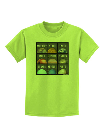 Solar System Squares Childrens T-Shirt-Childrens T-Shirt-TooLoud-Lime-Green-X-Small-Davson Sales