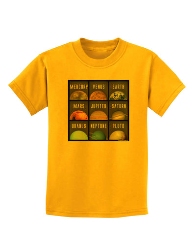 Solar System Squares Childrens T-Shirt-Childrens T-Shirt-TooLoud-Gold-X-Small-Davson Sales