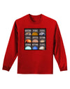 Solar System Squares Dark Adult Long Sleeve Dark T-Shirt-TooLoud-Red-Small-Davson Sales