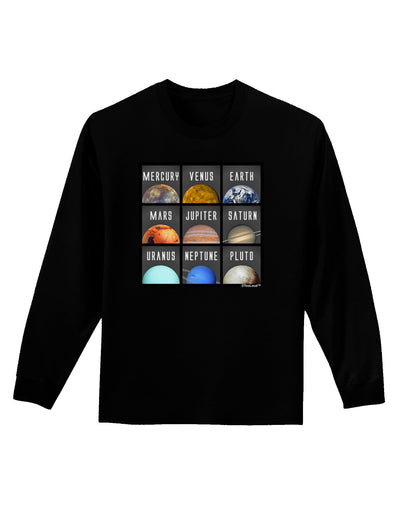 Solar System Squares Dark Adult Long Sleeve Dark T-Shirt-TooLoud-Black-Small-Davson Sales