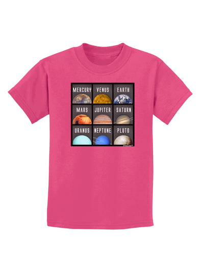 Solar System Squares Dark Childrens Dark T-Shirt-Childrens T-Shirt-TooLoud-Sangria-X-Small-Davson Sales