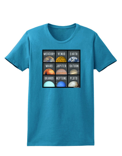 Solar System Squares Dark Womens Dark T-Shirt-TooLoud-Turquoise-X-Small-Davson Sales