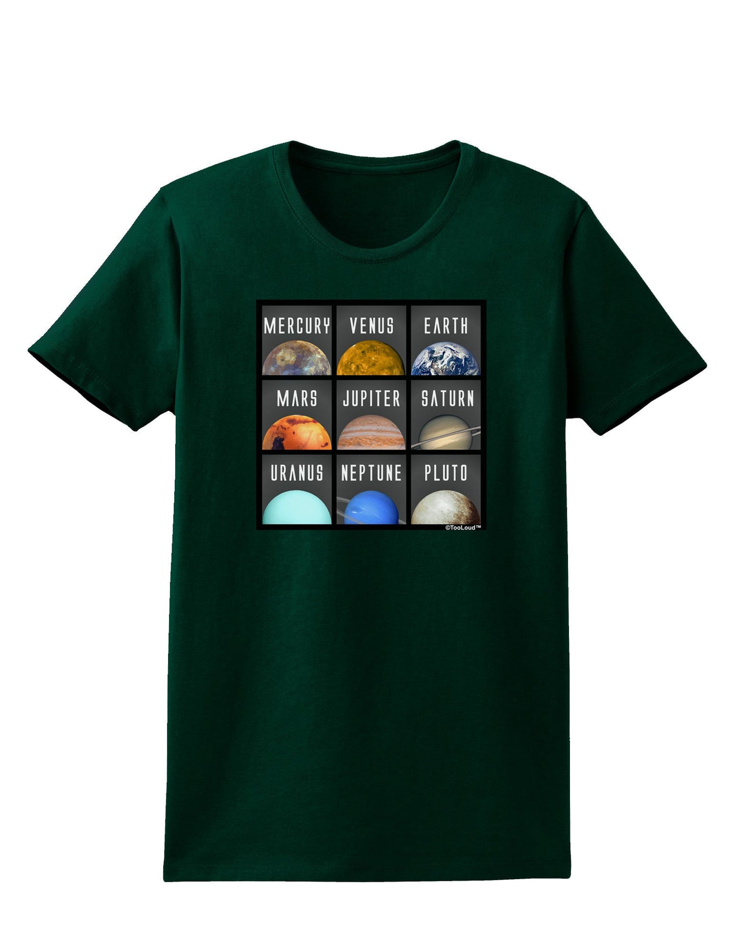 Solar System Squares Dark Womens Dark T-Shirt-TooLoud-Forest-Green-Small-Davson Sales