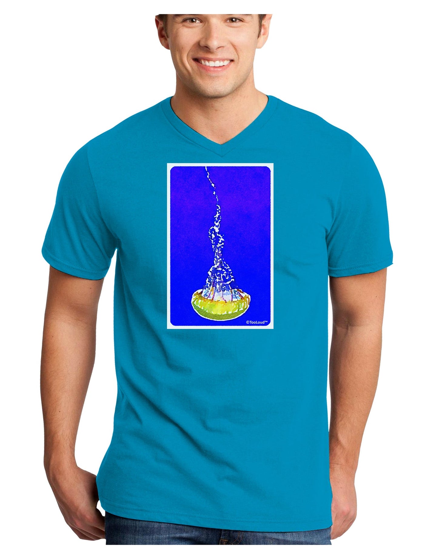 Solo Jellyfish Watercolor Adult Dark V-Neck T-Shirt-TooLoud-Turquoise-Small-Davson Sales
