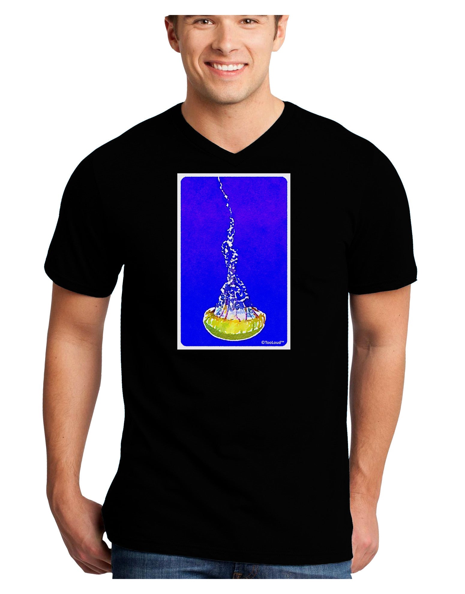 Solo Jellyfish Watercolor Adult Dark V-Neck T-Shirt-TooLoud-Black-Small-Davson Sales