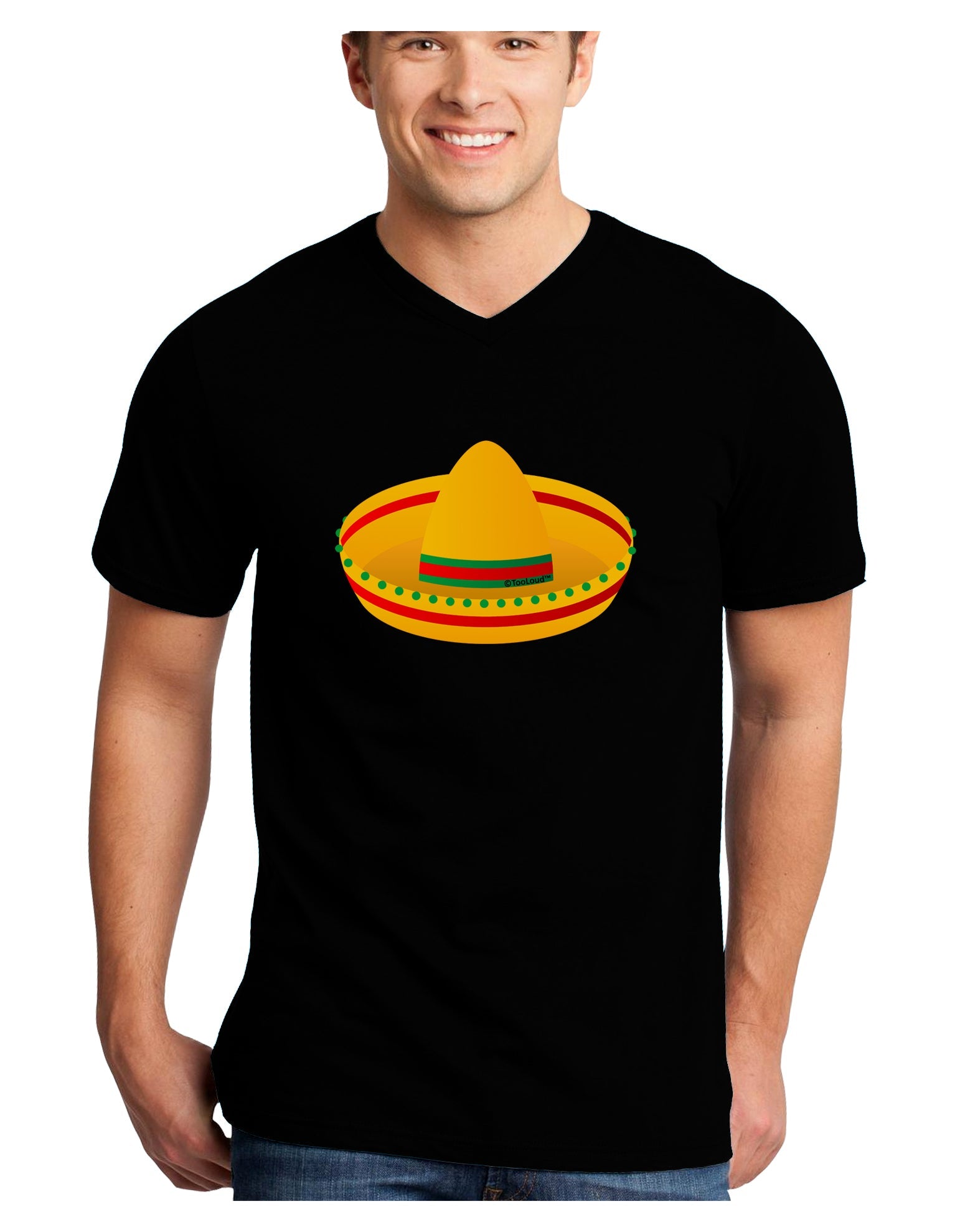 Sombrero Design Adult Dark V-Neck T-Shirt by TooLoud-Mens V-Neck T-Shirt-TooLoud-Black-Small-Davson Sales
