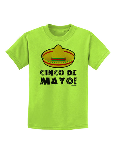 Sombrero Design - Cinco de Mayo Childrens T-Shirt by TooLoud-Childrens T-Shirt-TooLoud-Lime-Green-X-Small-Davson Sales