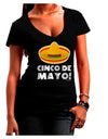 Sombrero Design - Cinco de Mayo Juniors V-Neck Dark T-Shirt by TooLoud-Womens V-Neck T-Shirts-TooLoud-Black-Juniors Fitted Small-Davson Sales