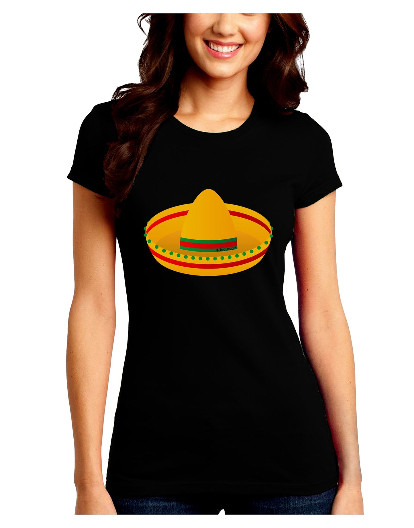 Sombrero Design Juniors Crew Dark T-Shirt by TooLoud-T-Shirts Juniors Tops-TooLoud-Black-Juniors Fitted Small-Davson Sales