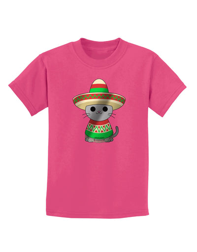 Sombrero and Poncho Cat - Metallic Childrens T-Shirt by TooLoud-Childrens T-Shirt-TooLoud-Sangria-X-Small-Davson Sales