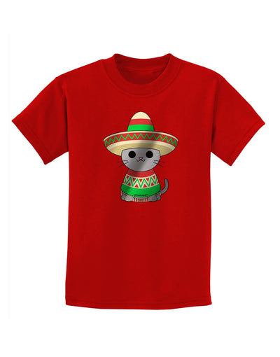 Sombrero and Poncho Cat - Metallic Childrens T-Shirt by TooLoud-Childrens T-Shirt-TooLoud-Red-X-Small-Davson Sales