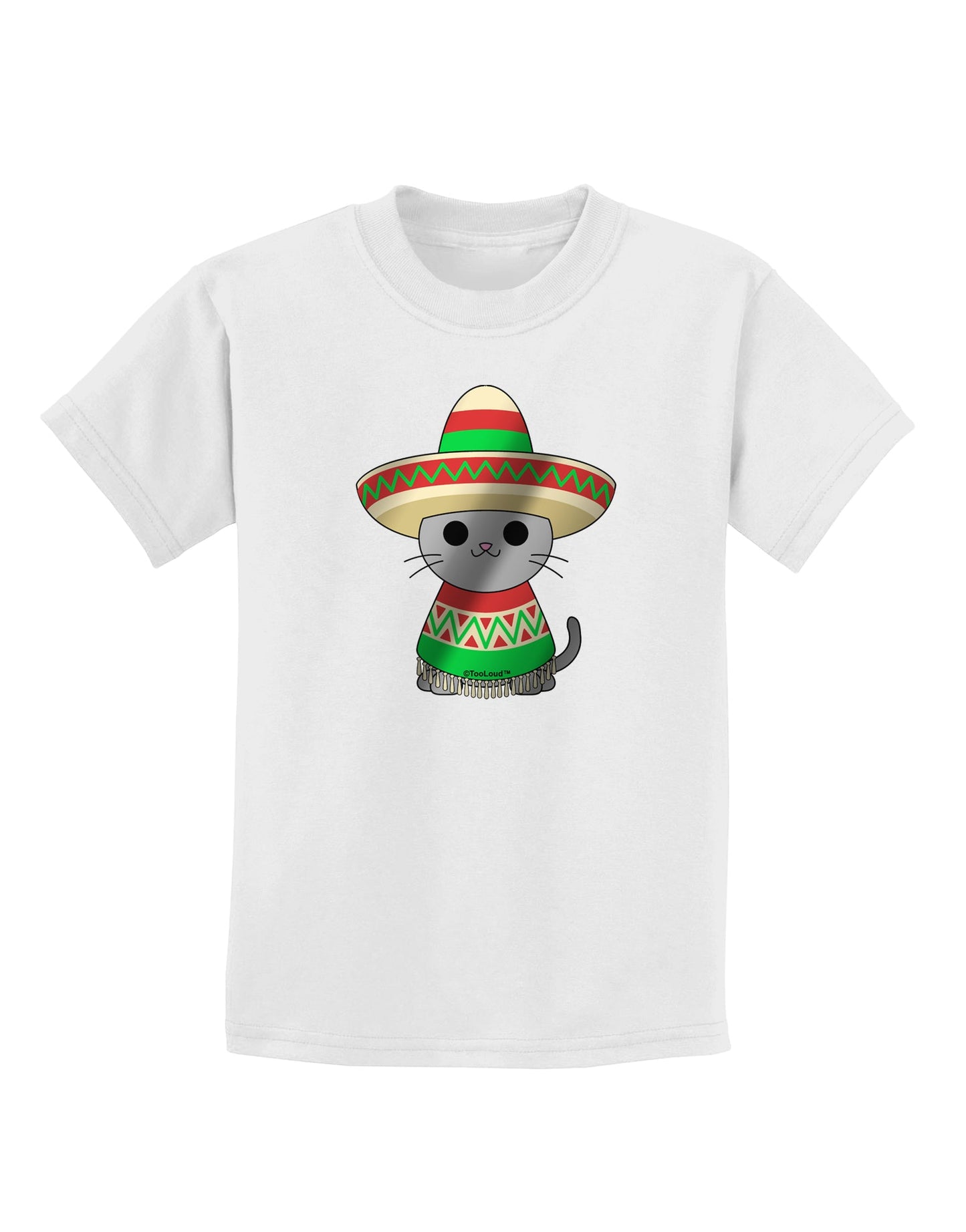 Sombrero and Poncho Cat - Metallic Childrens T-Shirt by TooLoud-Childrens T-Shirt-TooLoud-White-X-Small-Davson Sales