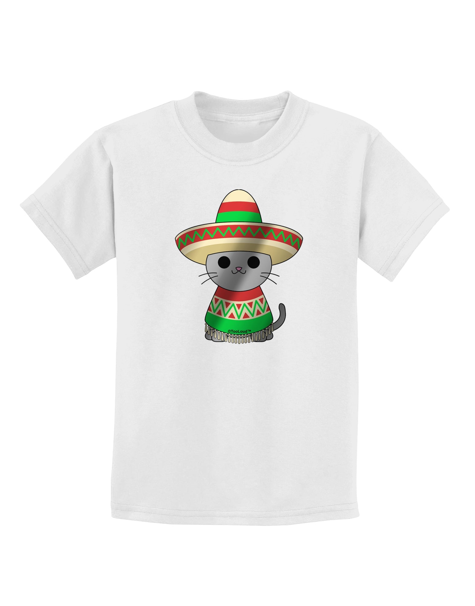 Sombrero and Poncho Cat - Metallic Childrens T-Shirt by TooLoud-Childrens T-Shirt-TooLoud-White-X-Small-Davson Sales
