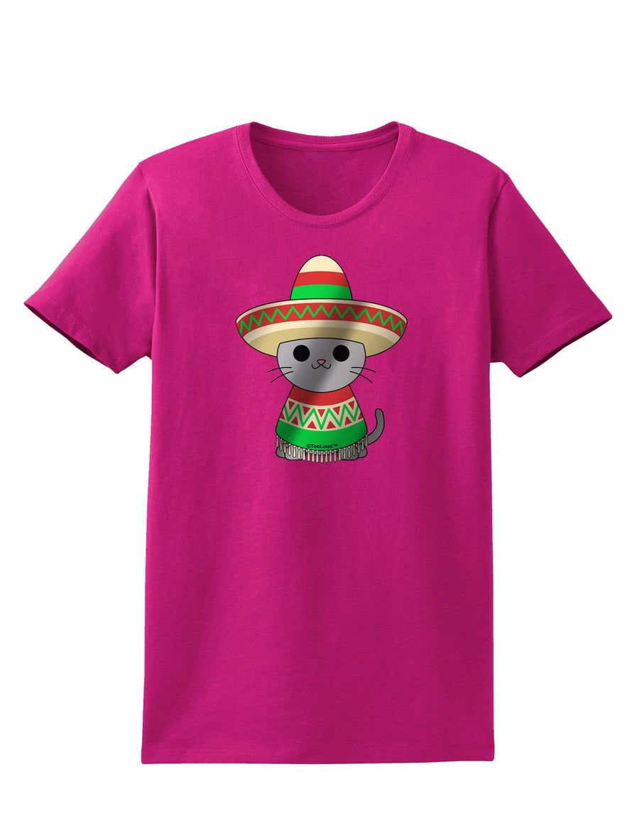 Sombrero and Poncho Cat - Metallic Womens Dark T-Shirt by TooLoud-Womens T-Shirt-TooLoud-Black-X-Small-Davson Sales