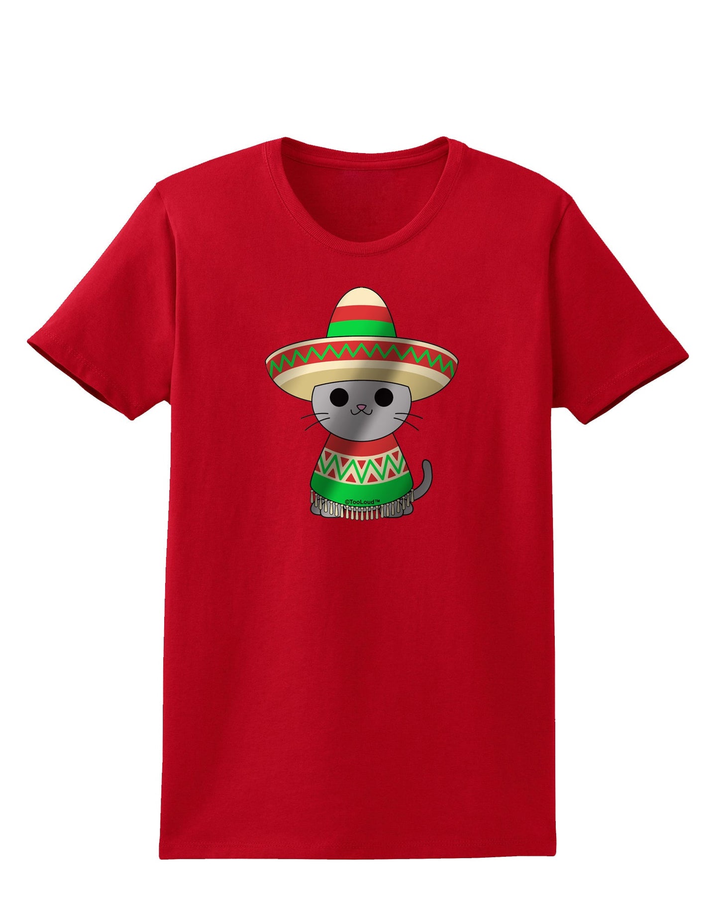 Sombrero and Poncho Cat - Metallic Womens Dark T-Shirt by TooLoud-Womens T-Shirt-TooLoud-Red-X-Small-Davson Sales