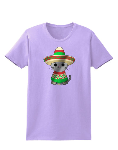 Sombrero and Poncho Cat - Metallic Womens T-Shirt by TooLoud-Womens T-Shirt-TooLoud-Lavender-X-Small-Davson Sales