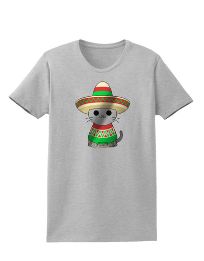 Sombrero and Poncho Cat - Metallic Womens T-Shirt by TooLoud-Womens T-Shirt-TooLoud-AshGray-X-Small-Davson Sales