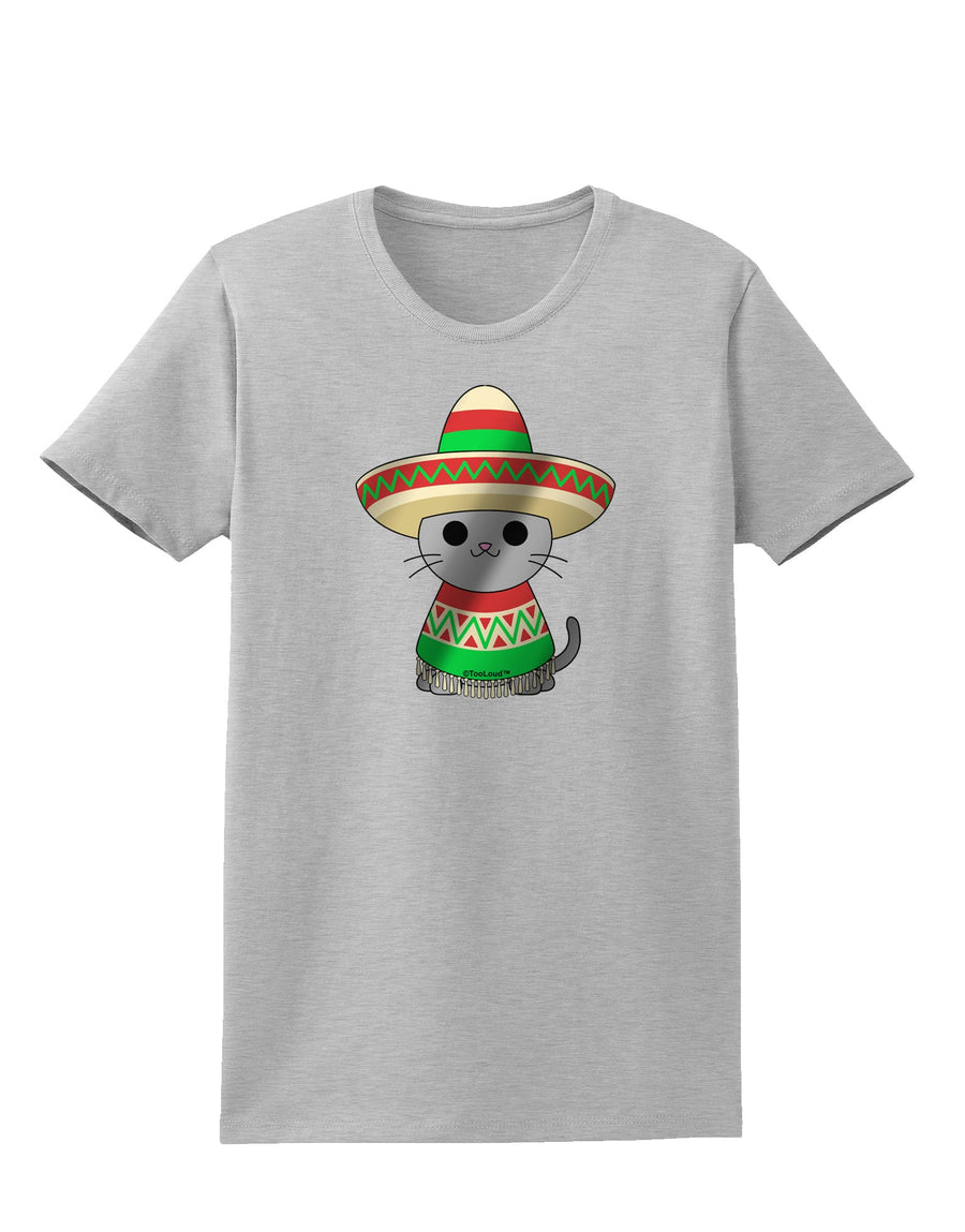 Sombrero and Poncho Cat - Metallic Womens T-Shirt by TooLoud-Womens T-Shirt-TooLoud-White-X-Small-Davson Sales