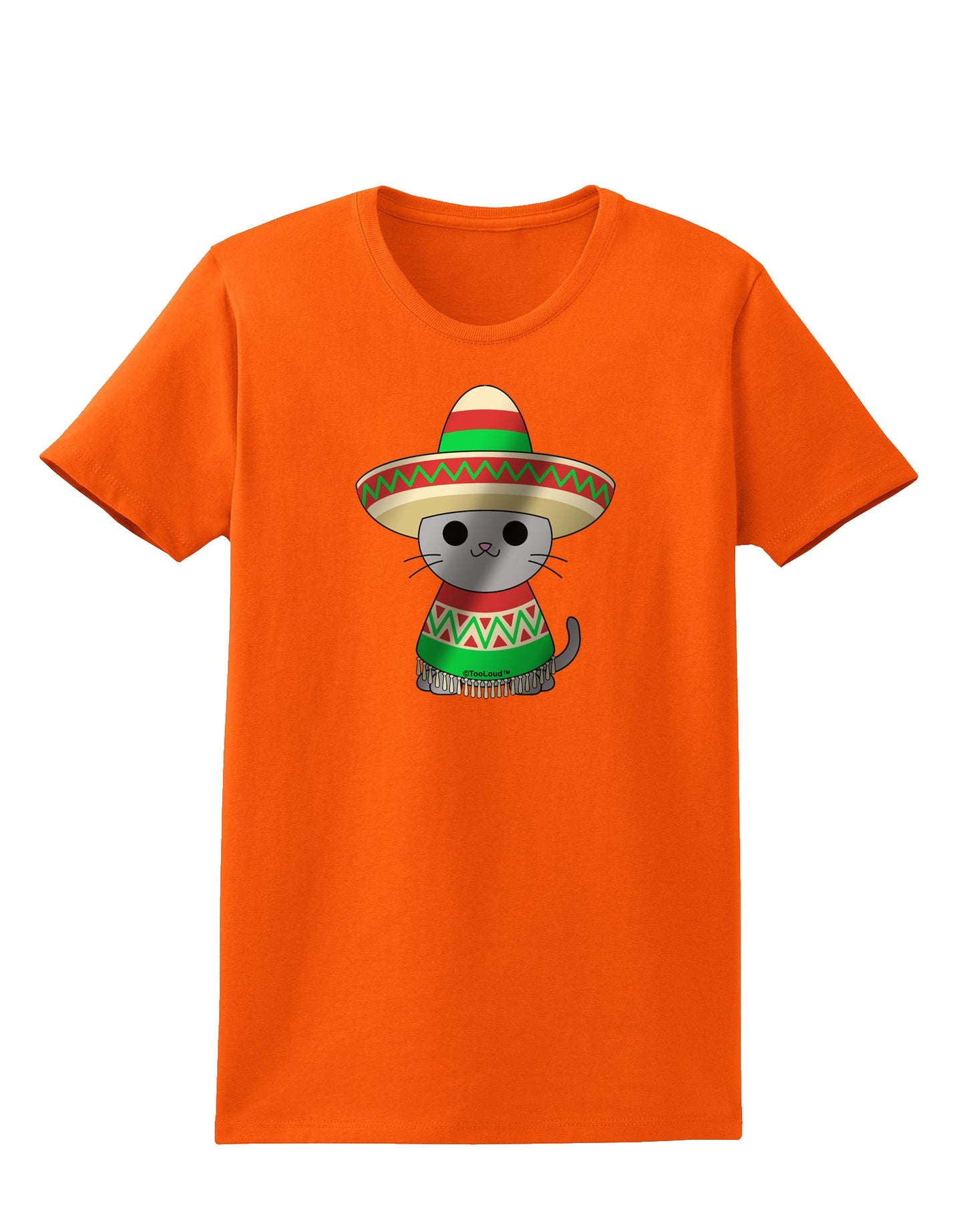 Sombrero and Poncho Cat - Metallic Womens T-Shirt by TooLoud-Womens T-Shirt-TooLoud-Orange-X-Small-Davson Sales