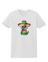 Sombrero and Poncho Cat - Metallic Womens T-Shirt by TooLoud-Womens T-Shirt-TooLoud-White-X-Small-Davson Sales