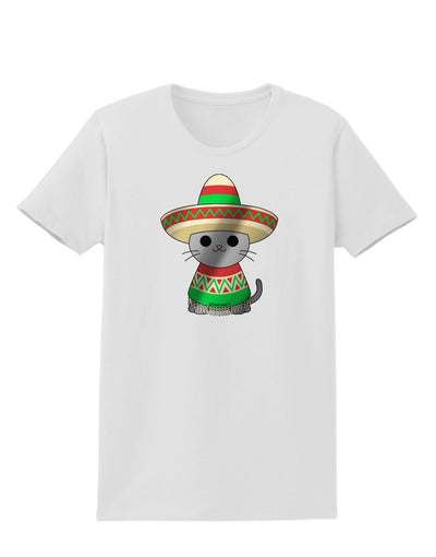 Sombrero and Poncho Cat - Metallic Womens T-Shirt by TooLoud-Womens T-Shirt-TooLoud-White-X-Small-Davson Sales