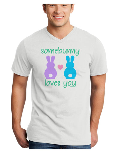 Somebunny Loves You Adult V-Neck T-shirt by TooLoud-Mens V-Neck T-Shirt-TooLoud-White-Small-Davson Sales