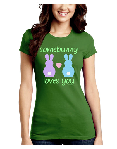 Somebunny Loves You Juniors Crew Dark T-Shirt by TooLoud-T-Shirts Juniors Tops-TooLoud-Kiwi-Green-Juniors Fitted X-Small-Davson Sales