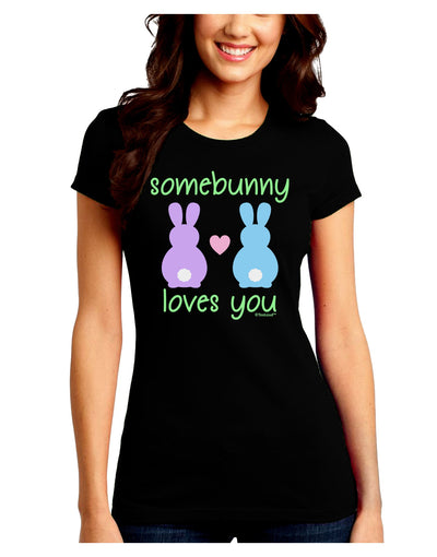 Somebunny Loves You Juniors Crew Dark T-Shirt by TooLoud-T-Shirts Juniors Tops-TooLoud-Black-Juniors Fitted Small-Davson Sales