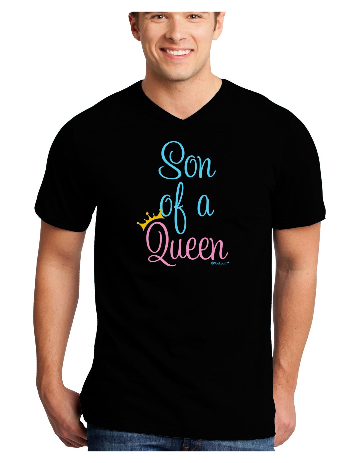 Son of a Queen - Matching Mom and Son Design Adult Dark V-Neck T-Shirt by TooLoud-Mens V-Neck T-Shirt-TooLoud-Black-Small-Davson Sales