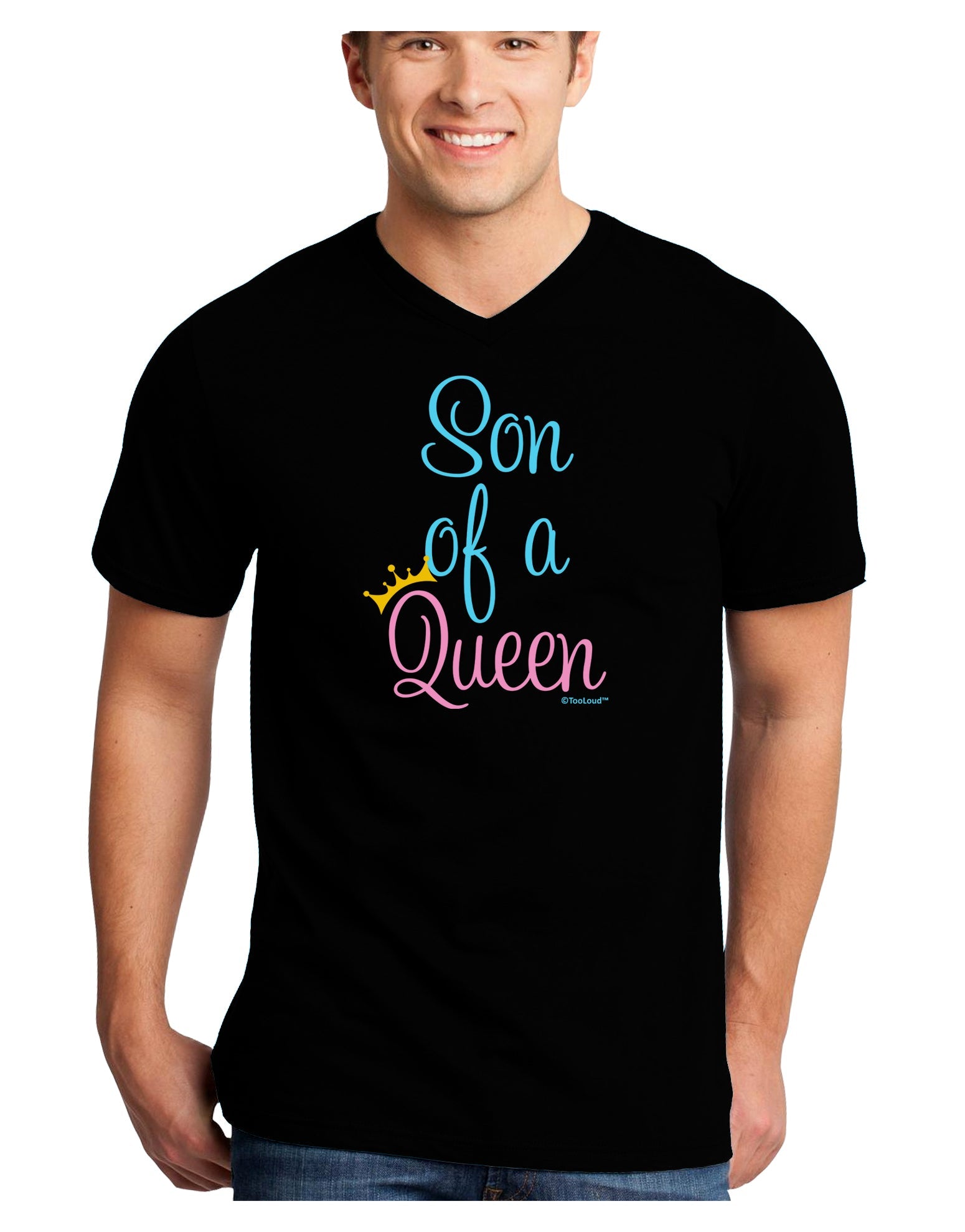 Son of a Queen - Matching Mom and Son Design Adult Dark V-Neck T-Shirt by TooLoud-Mens V-Neck T-Shirt-TooLoud-Black-Small-Davson Sales