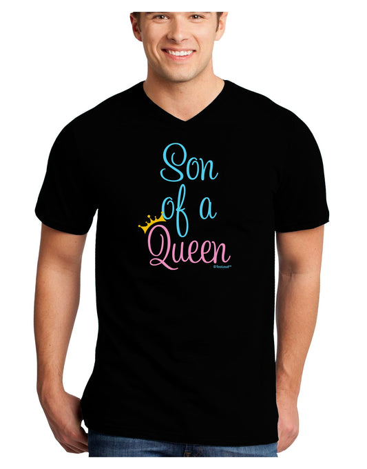 Son of a Queen - Matching Mom and Son Design Adult Dark V-Neck T-Shirt by TooLoud-Mens V-Neck T-Shirt-TooLoud-Black-Small-Davson Sales