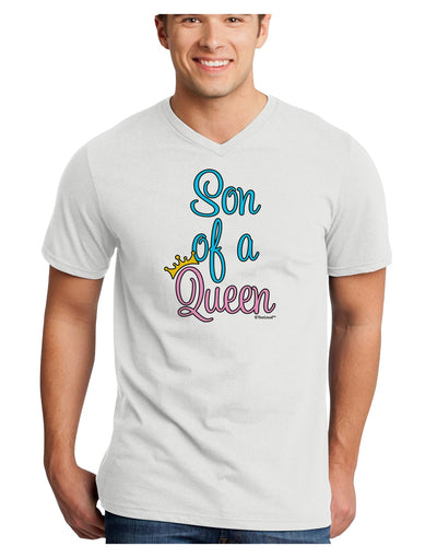 Son of a Queen - Matching Mom and Son Design Adult V-Neck T-shirt by TooLoud-Mens V-Neck T-Shirt-TooLoud-White-Small-Davson Sales