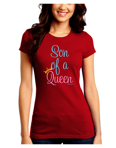 Son of a Queen - Matching Mom and Son Design Juniors Crew Dark T-Shirt by TooLoud-T-Shirts Juniors Tops-TooLoud-Red-Juniors Fitted Small-Davson Sales