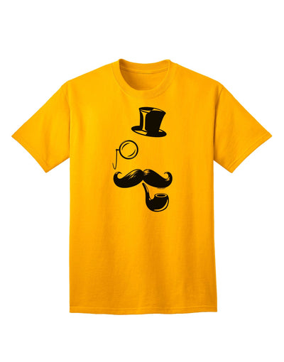 Sophisticated Tophat, Mustache, Pipe, and Monocle Design - Adult T-Shirt Collection-Mens T-shirts-TooLoud-Gold-Small-Davson Sales