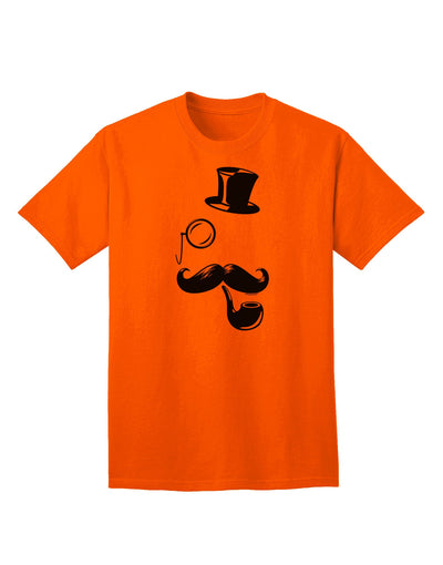 Sophisticated Tophat, Mustache, Pipe, and Monocle Design - Adult T-Shirt Collection-Mens T-shirts-TooLoud-Orange-Small-Davson Sales