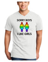 Sorry Boys I Like Girls Lesbian Rainbow Adult V-Neck T-shirt-Mens V-Neck T-Shirt-TooLoud-White-Small-Davson Sales