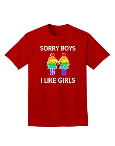 Sorry Boys I Like Girls Lesbian Rainbow Distressed Adult Dark T-Shirt-Mens T-Shirt-TooLoud-Red-Small-Davson Sales