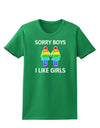 Sorry Boys I Like Girls Lesbian Rainbow Distressed Womens Dark T-Shirt-Women's T-Shirt-TooLoud-Kelly-Green-X-Small-Davson Sales