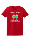 Sorry Boys I Like Girls Lesbian Rainbow Distressed Womens Dark T-Shirt-Women's T-Shirt-TooLoud-Red-X-Small-Davson Sales