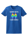 Sorry Boys I Like Girls Lesbian Rainbow Distressed Womens Dark T-Shirt-Women's T-Shirt-TooLoud-Royal-Blue-X-Small-Davson Sales
