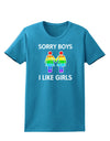 Sorry Boys I Like Girls Lesbian Rainbow Distressed Womens Dark T-Shirt-Women's T-Shirt-TooLoud-Turquoise-X-Small-Davson Sales