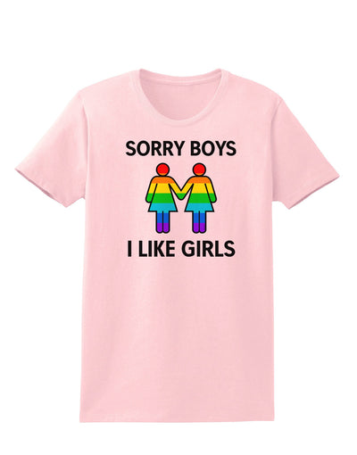 Sorry Boys I Like Girls Lesbian Rainbow Womens T-Shirt-Womens T-Shirt-TooLoud-PalePink-X-Small-Davson Sales