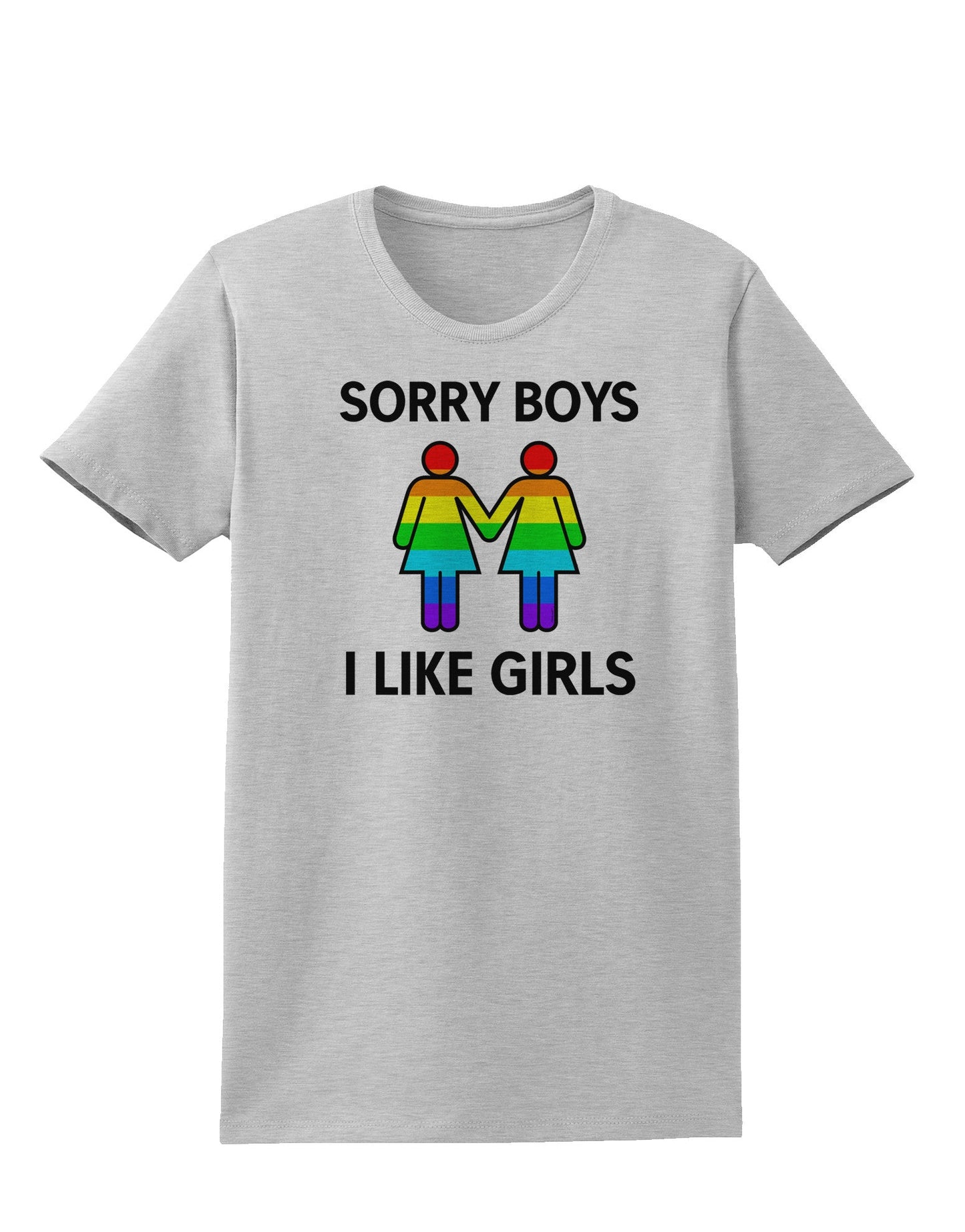Sorry Boys I Like Girls Lesbian Rainbow Womens T-Shirt-Womens T-Shirt-TooLoud-AshGray-X-Small-Davson Sales