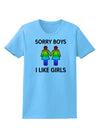 Sorry Boys I Like Girls Lesbian Rainbow Womens T-Shirt-Womens T-Shirt-TooLoud-Aquatic-Blue-X-Small-Davson Sales