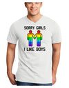 Sorry Girls I Like Boys Gay Rainbow Adult V-Neck T-shirt-Mens V-Neck T-Shirt-TooLoud-White-Small-Davson Sales