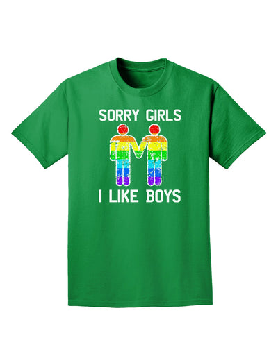 Sorry Girls I Like Boys Gay Rainbow Distressed Adult Dark T-Shirt-Mens T-Shirt-TooLoud-Kelly-Green-Small-Davson Sales
