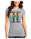 Sorry Girls I Like Boys Gay Rainbow Juniors T-Shirt-Womens Juniors T-Shirt-TooLoud-Ash-Gray-Juniors Fitted XS-Davson Sales